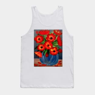 A  lovely boutique of abstract poppie  in a blue vase . Tank Top